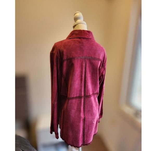 Rare Find: Genuine Red Wine/Purple Suede Jacket by BETH TERRELL, Size M - Picture 5 of 16